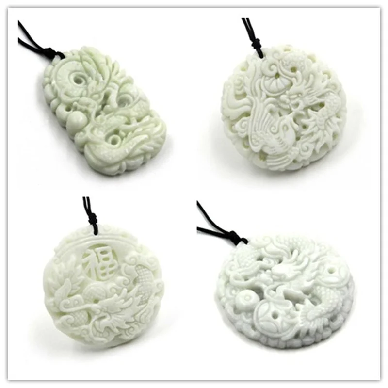 Women'S Fashion Jewellery - Drago di giada bianca naturale Phoenix