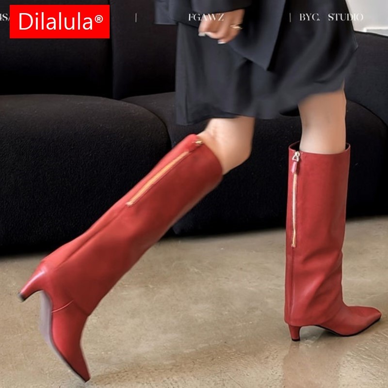 Women'S Fashion Knee High Boots - Dilalula 2026 vera pelle di pecora