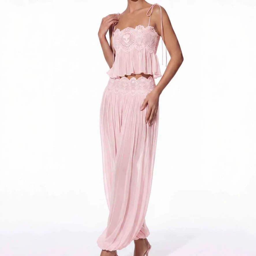 Lace Trim Cami - Completo da donna con pantaloni lunghi,